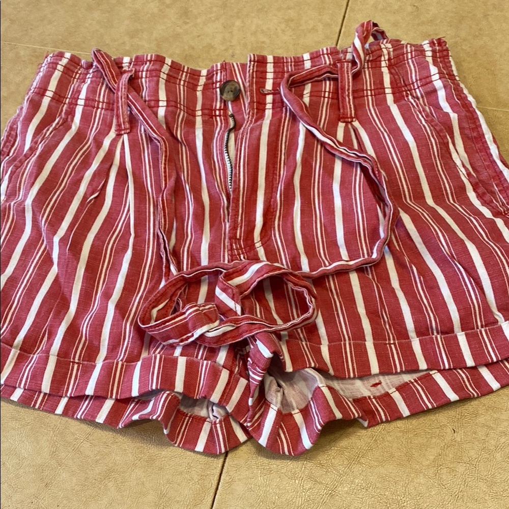 American Eagle Outfitters High Waist Red and White Striped Shorts